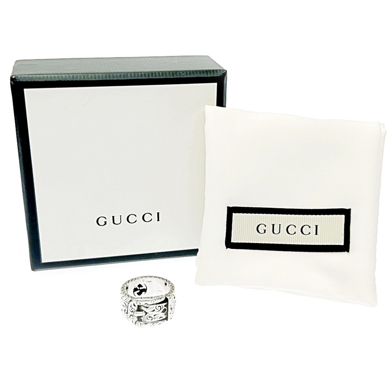 【箱付き】 GUCCI グッチ シルバー インターロッキングG アラベスク ベルトモチーフ リング 13.5g 925刻印 257863 リング・指輪