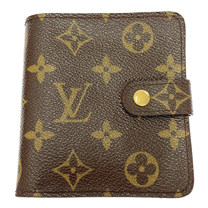 【箱付き】 LOUIS VUITTON ルイ・ヴィトン M61667 モノグラム PVC コンパクトジップ ブラウン 262682 二つ折り財布