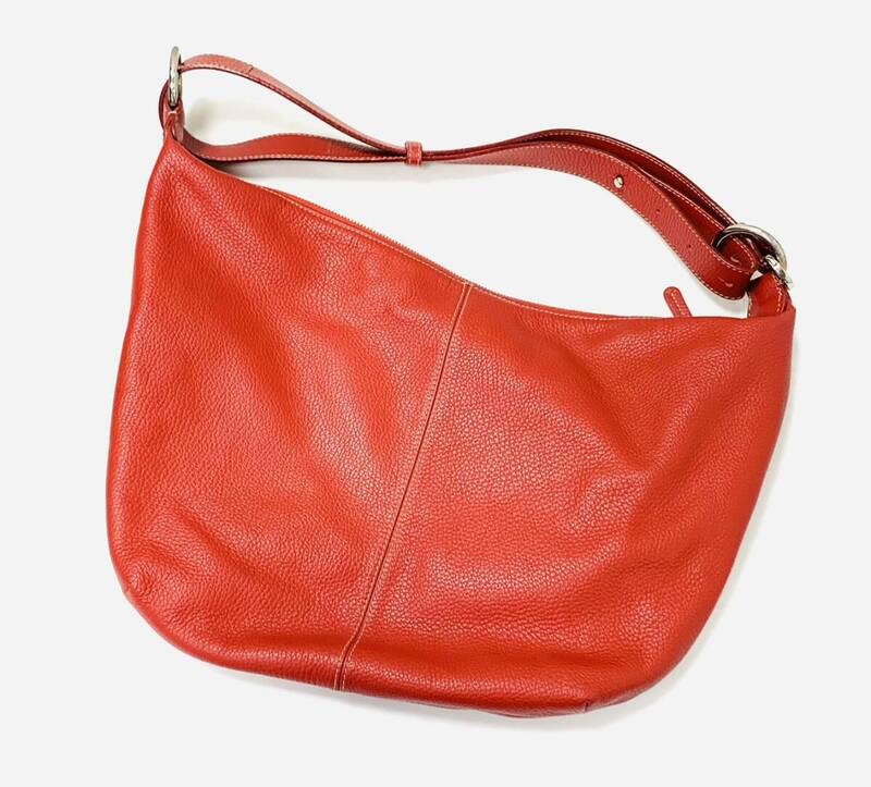 美品 フルラ FURLA ショルダーバッグ ワンショルダー ハンドバッグ 鞄 バッグ レザー 赤 プレート チャーム付き