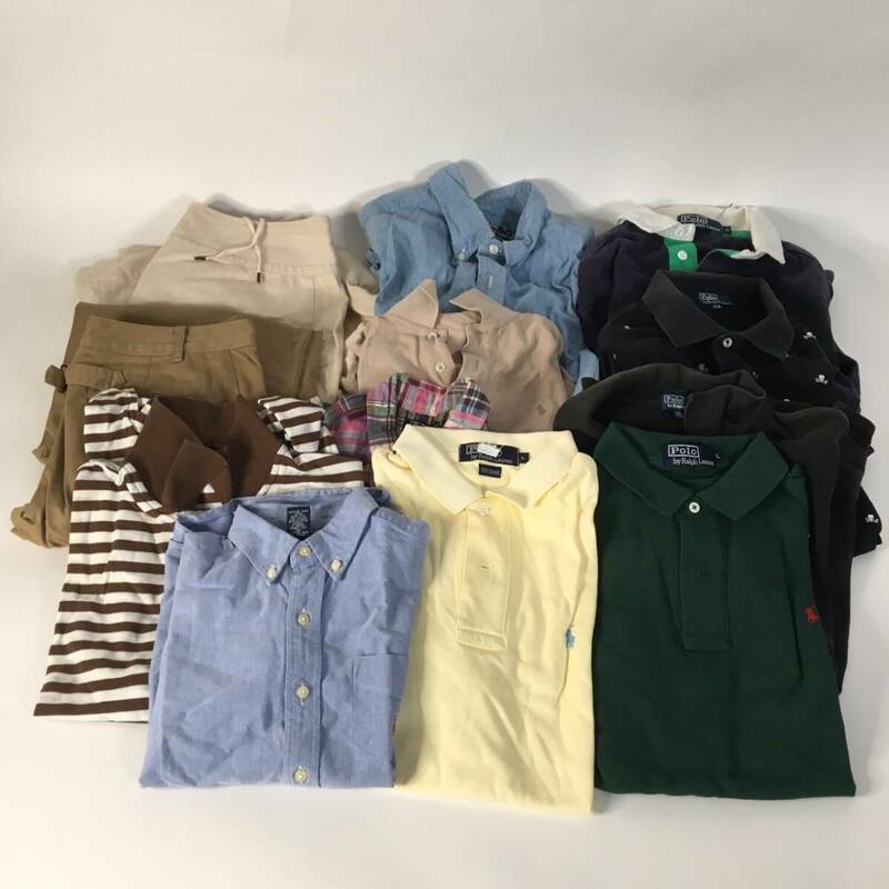 AO0307-12-3 Polo ポロ Ralph Lauren ラルフローレン 12点 まとめ 古着 シャツ ポロシャツ パンツ 半袖 長袖 デニム チェック 100サイズ