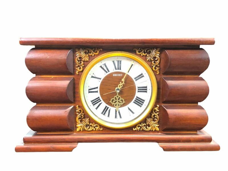 SEIKO セイコー 置時計 QZ622B 古時計 アンティーク レトロ 稼働品 当時物 インテリア 飾り物 アナログ 木製時計 