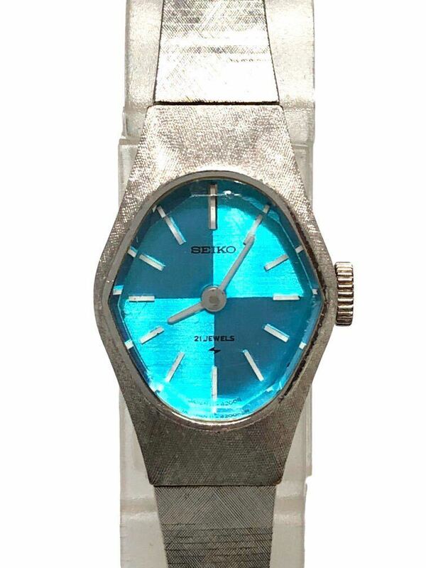 SEIKO セイコー 手巻き 21石 11-8240 水色文字盤 レディース 腕時計 21JEWELS シルバー アナログ 5D4682 レディース時計 ※ジャンク品