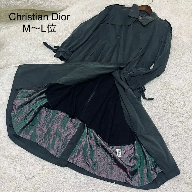Christian Dior クリスチャンディオール ライナー付き トレンチコート ロングコート ロング丈 メンズ アウター 黒 ブラック 38R M〜L位
