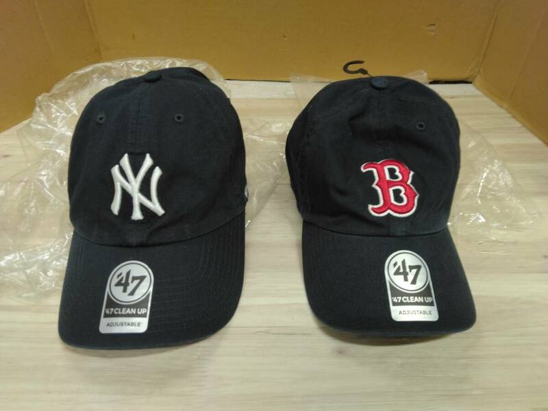美品 未使用品 2点セット ベースボールキャップ フリー (55㎝前後)　ニューヨーク・ヤンキース ボストン・レッドソックス 47 Brand MLB