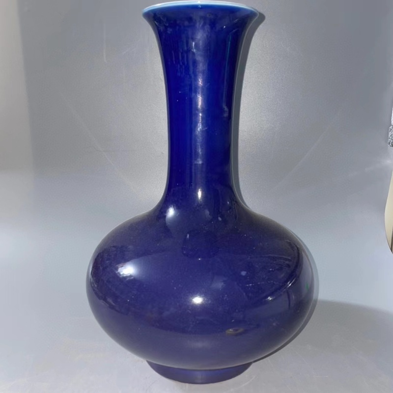 極上珍品 清代 祭藍釉 花瓶 花器 古陶瓷 古擺件 古置物 賞物 中国古美術 古美味 蔵出