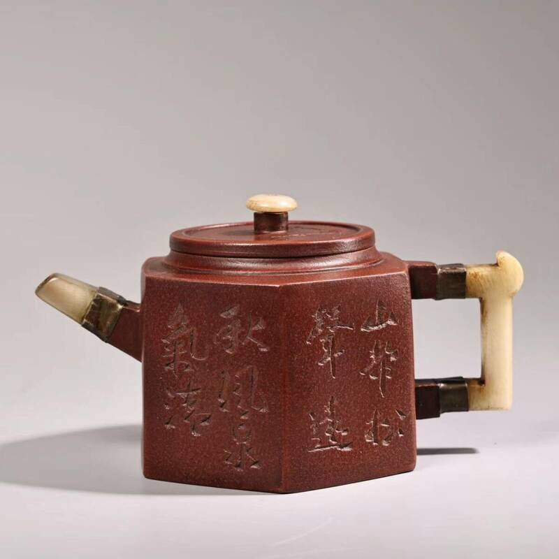 極上珍品 宜興紫砂壺 朱泥 紫泥 紅泥 玉石象嵌 急須 常滑 煎茶道具 古擺件 古置物 中国古美術 古美味 蔵出