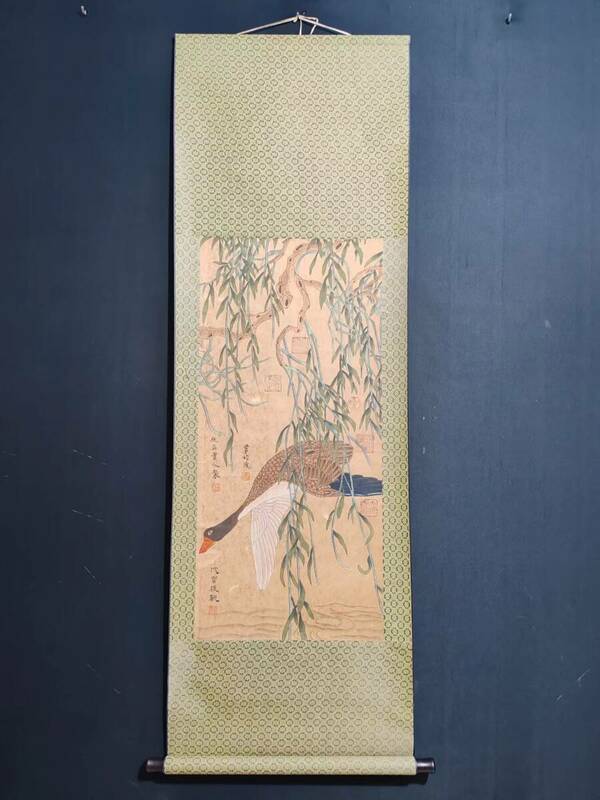 極上珍品 肉筆宣紙 三尺 仇英花鳥 古字画 中国古美術 古美味 蔵出 AD72