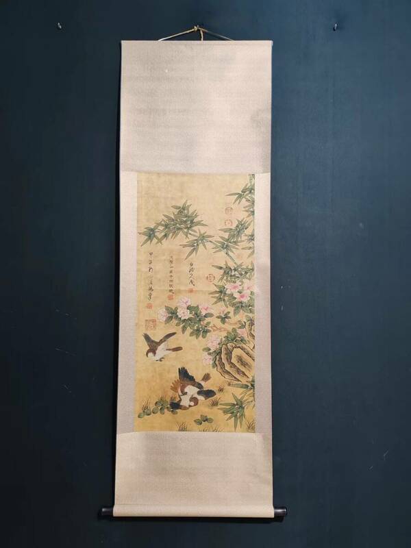 極上珍品 肉筆宣紙 三尺 張尊花鳥 古字画 中国古美術 古美味 蔵出 