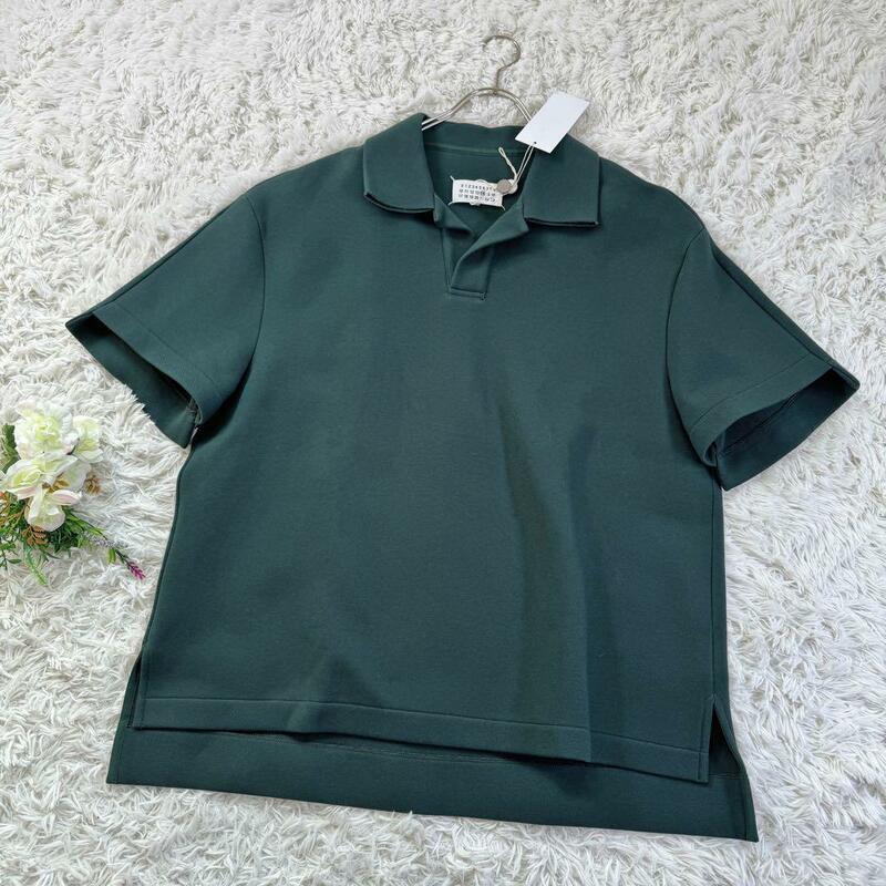 未使用 メゾンマルジェラ ポロシャツ Tシャツ XLサイズ ダークグリーン 4つタグ オーバーサイズ Maison Margiela