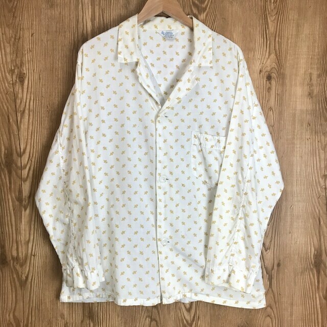 50s VINTAGE PENNEY'S TOWNCRAFT 総柄 長袖シャツ パジャマ メンズ L 50年代 ペニーズ タウンクラフト 古着 e24040802