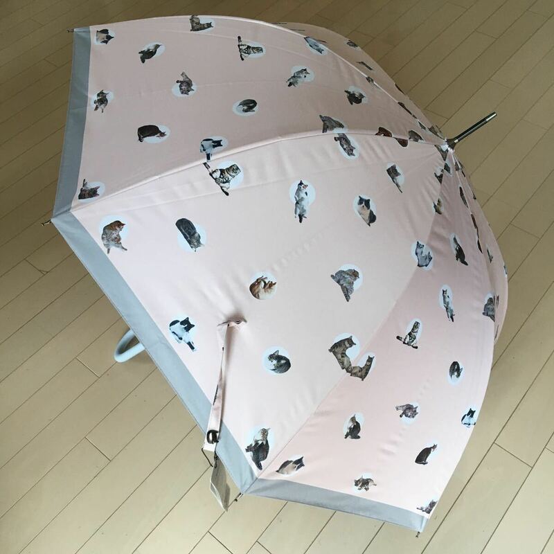 傘 雨傘 日傘 長傘 UVカット 遮光率100％ 超はっ水 検査基準最高クラス ショップジャパン 猫 ねこ ピンク ブルーグレイ ソレイユ 晴雨兼用