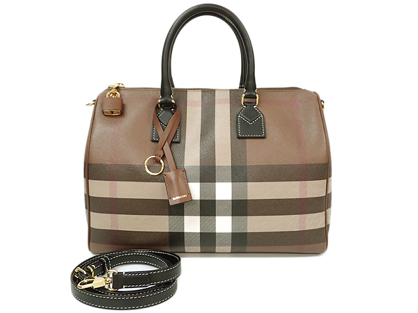 8MZ 美品 BURBERRY バーバリー ミディアム チェック ボウリングバッグ 定価\213,400　2way ショルダー ハンドバッグ 80523481 ノバチェック