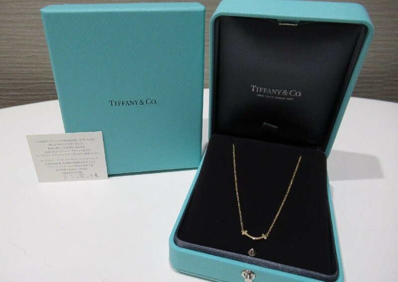 【新品仕上げ済】 ティファニー Tiffany&Co. K18YG スマイルミニペンダント ネックレス ゴールド BOX付 ランクA BRJ・ジュエリー