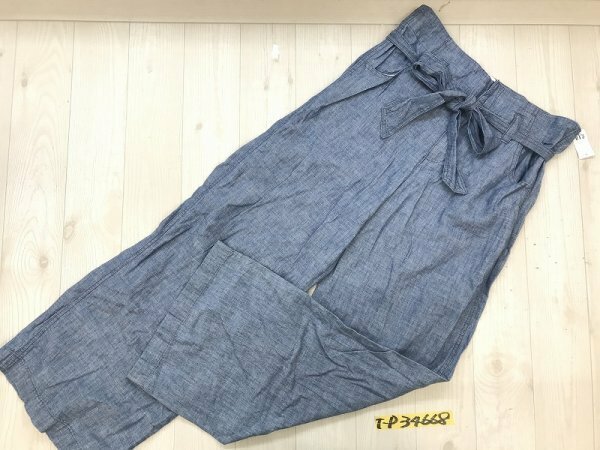 タグ付き新品！GAP ギャップ レディース ウエストリボン付き ワイド シャンブレーパンツ 6 紺