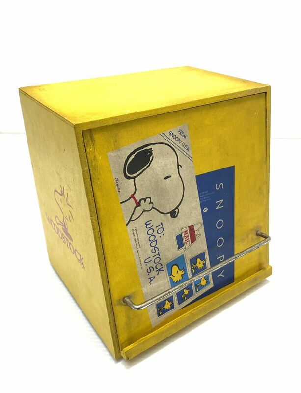 SNOOPY LETTER BOX　スヌーピーレターボックス/W22.5xD19xH23.5/ミニボックス/イエロー/ヴィンテージ/昭和レトロ