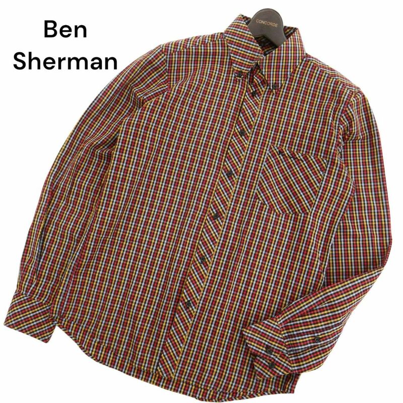 Ben Sherman ベンシャーマン 通年 長袖 ロゴ刺繍★ ボタンダウン チェック シャツ Sz.S　メンズ　C4T03219_4#C