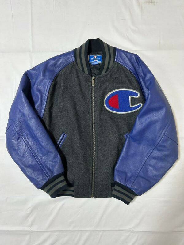 チャンピオン ヴィンテージ ブルゾン レザー ウール ワッペン ジャケット 古着 champion コレクション