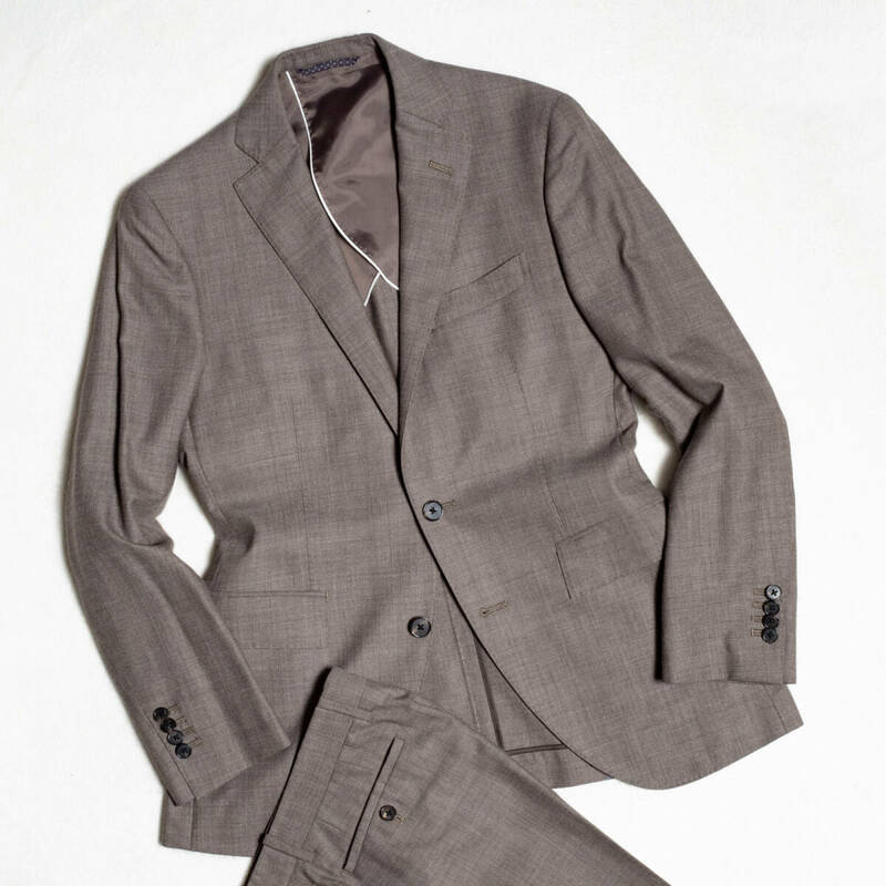 美品165-8Dサイズ/ハイクラス!◎THE SUIT COMPANY プレミアム メリノウール100% セットアップスーツ 春夏 ビジネス ノータック メンズ S