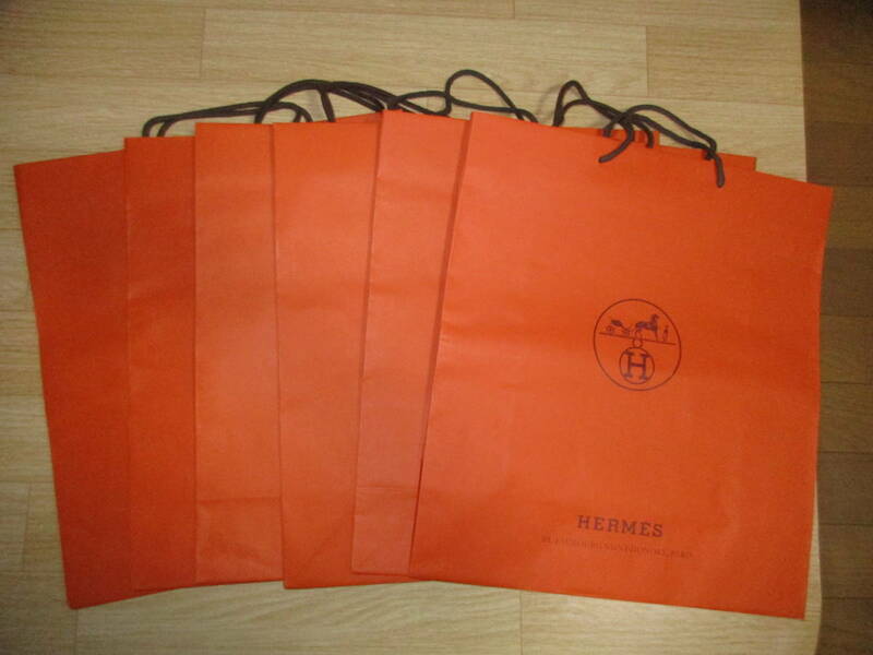 HERMES エルメス ショッパー 紙袋 ショップ袋 6枚 46.5×42×17cm バーキン ケリー ガーデンパーティー エブリン エールライン BOX 箱