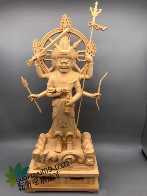  最高級品 三宝荒神立像 総檜木材 仏教工芸品 木彫仏像 珍品 仏師手仕上げ品