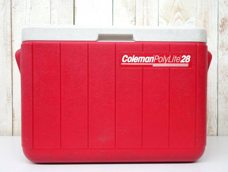 レトロアウトドア　当時物 ＊COLEMAN コールマン　 ＊POLYLITE28 COOLER BOX クーラーボックス　 ＊MODEL 5277 RED(赤系）　 ＊91年製　　