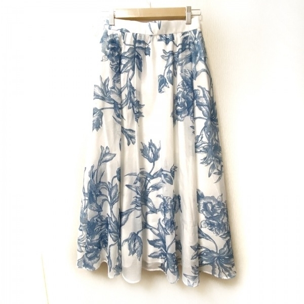 セルフォード CELFORD ロングスカート サイズ36 S - 白×ブルー レディース 花柄 美品 ボトムス