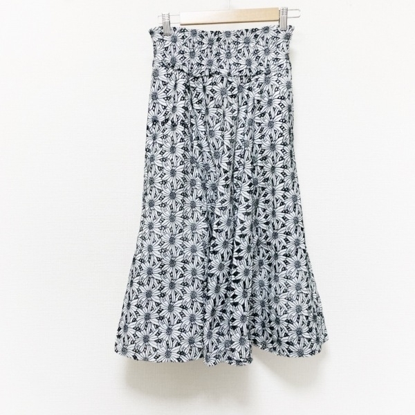 マイストラーダ Mystrada ロングスカート サイズ36 S - 白×黒 レディース 刺繍/フラワー(花) ボトムス