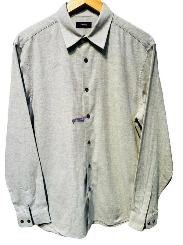 近年デザイン 新品同様 Theory（セオリー） カジュアルシャツ メンズ長袖シャツ ボタンダウン グレー灰色 サイズM