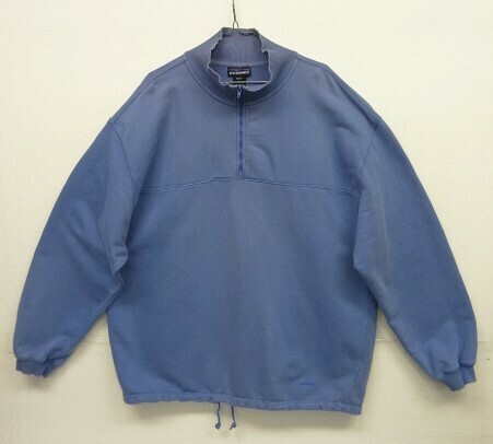 90s ヴィンテージ PATAGONIA パタゴニア 雪無しタグ ハーフジップ スウェットシャツ ブルー VINTAGE 90年代 レア