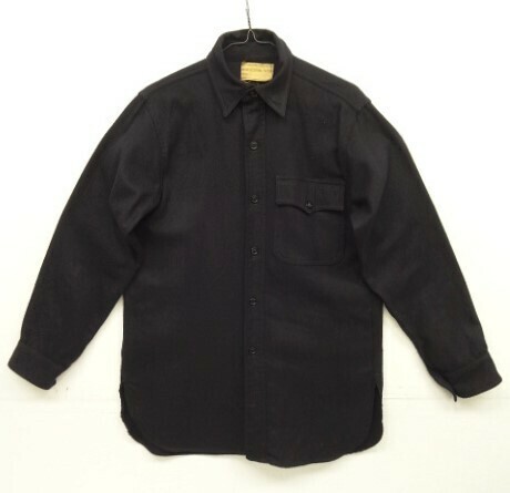 40s ヴィンテージ アメリカ軍 US NAVY 片側フラップ付きポケット イカリボタン ウール CPOシャツ ダークネイビー VINTAGE 40年代 レア