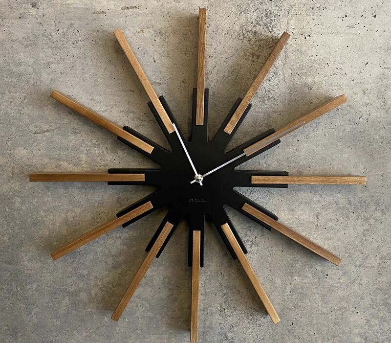 wooden star wall clock/black (検,ミッドセンチュリー,イームズ,ビンテージ,50's,60's,北欧,ハワードミラー,ACME,ビンテージクロック