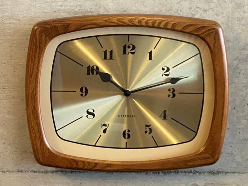 Midcentury Style Wall Clock Brown×Gold(検索 北欧ビンテージ,サンバースト,ミッドセンチュリー,イームズ,50's,60's,スペースエイジ
