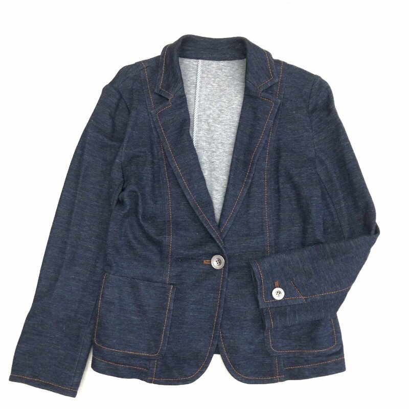 ●JANE MORE ジェーンモア 麻 リネン スウェット テーラードジャケット 7 濃紺 インディゴ 羽織り 国内正規品 レディース 女性用
