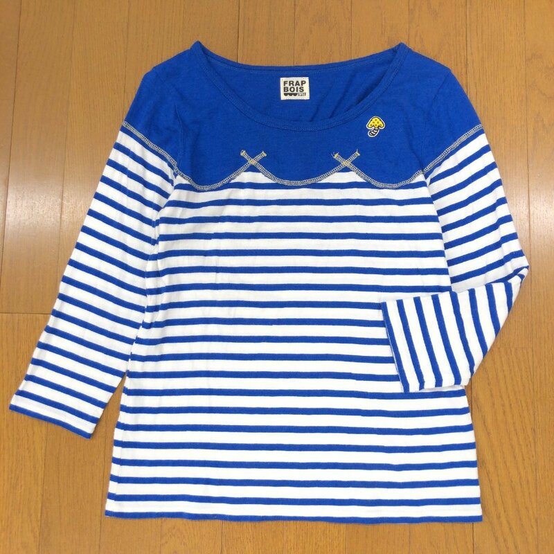 FRAPBOIS half フラボア ボーダー カットソー 1(M) 白×青 ホワイト ブル ロンT Tシャツ 個性派 国内正規品 レディース 女性用