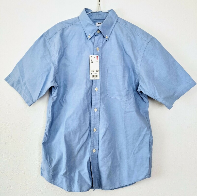 未使用★UNIQLOオックスフォードシャツ半袖 Sサイズ blue