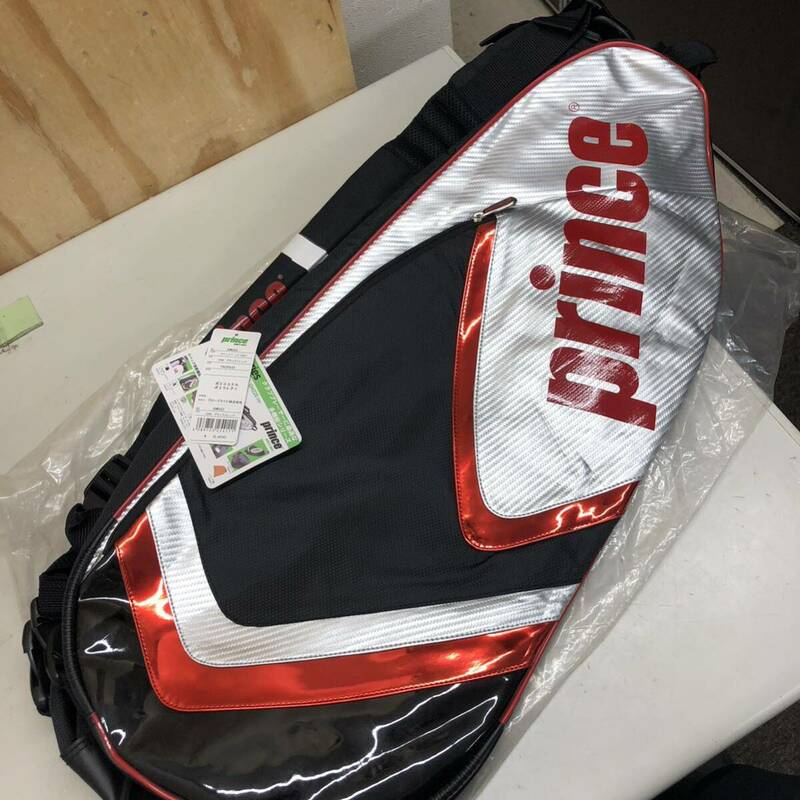 ⑨ Prince GM222 ラケットバッグ 黒 赤 一部劣化有 中古 未使用 長期保管品 テニス tennis bag ラケット