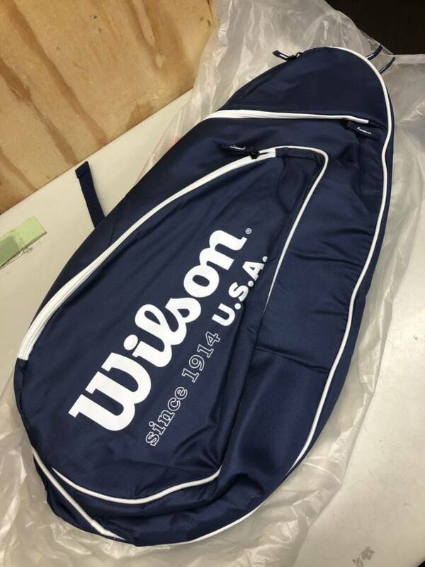 16 Wilsonラケットバッグ 紺 中古 未使用 長期保管品 テニス tennis bag ラケット