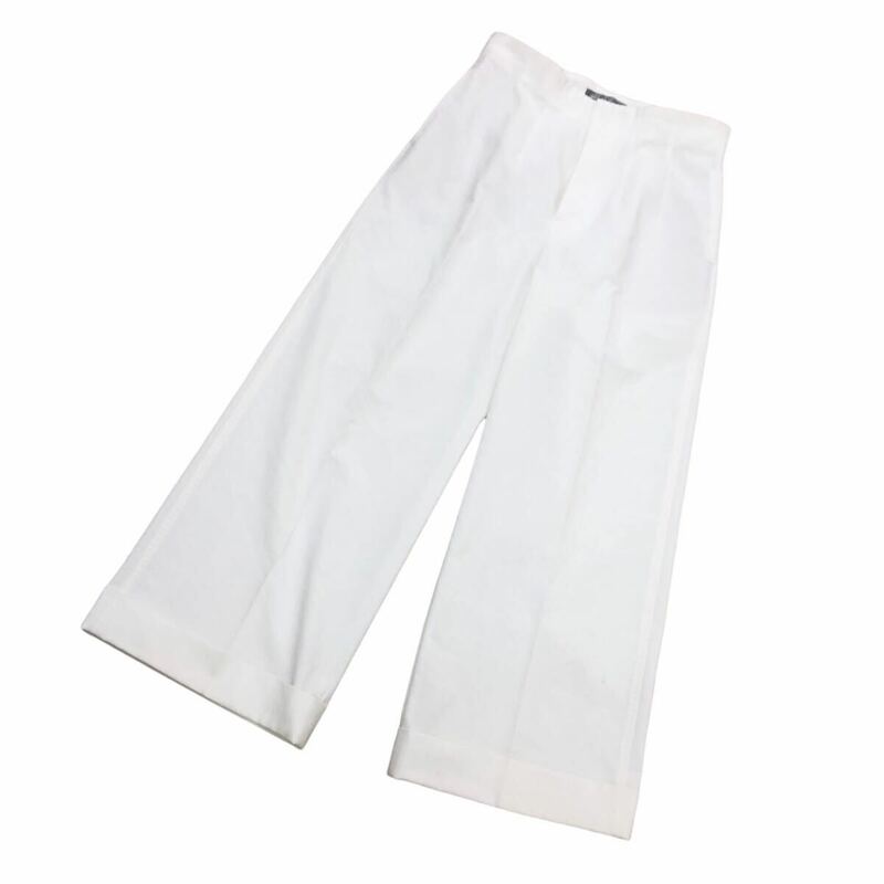 S199 日本製 DAMA collection ダーマコレクション パンツ スラックス ワイドパンツ ボトムス センタープレス レディース 64 ホワイト 白