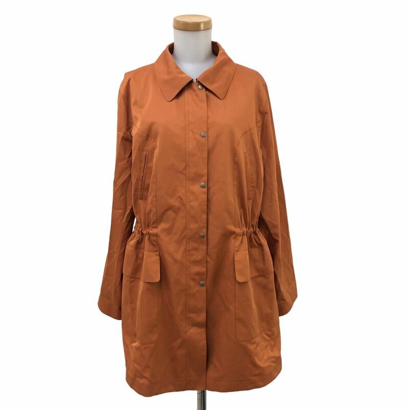 NB221 大きいサイズ Leilian レリアン ハーフコート コート 薄手 アウター 上着 羽織り 長袖 オレンジ レディース 13+ 日本製