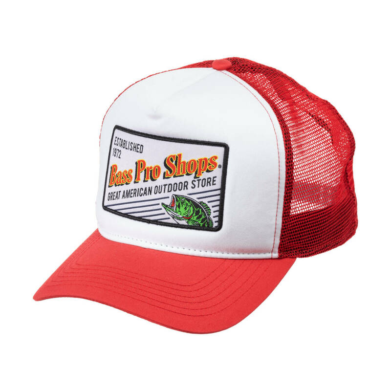 Bass Pro Shops Vintage 5-Panel Mesh Trucker Cap - White/Red バスプロショップス キャップ 帽子