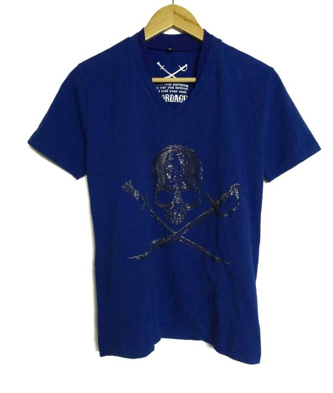 アボルタージュ ABORDAGE ドクロ 青系 ブルー 48サイズ 半袖 Tシャツ メンズ シャツ スカル 海賊