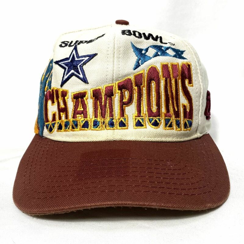 ■ 90s 台湾製 ビンテージ LOGO ATHLETIC NFL Cowboys Super Bowl XXX Champions 刺繍ロゴ スナップバック キャップ ONE SIZE アメフト ■