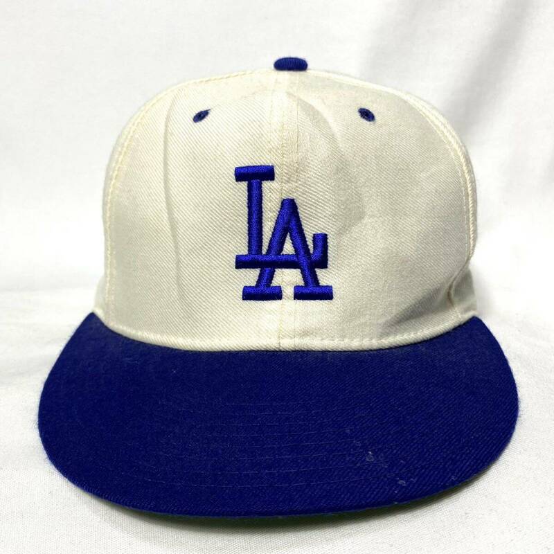 ■ 90s USA製 ビンテージ New Era ニューエラ MLB Los Angeles Dodgers 刺繍ロゴ ウール キャップ サイズ7 3/8 大谷翔平 ドジャース ■