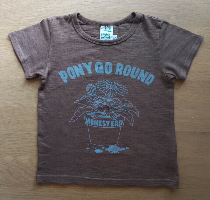 未使用　PONY GO ROUND　ポニーゴーラウンド　半袖　Tシャツ　S　100 ブラウン　アメカジ　HOMESTEAD　もぐら