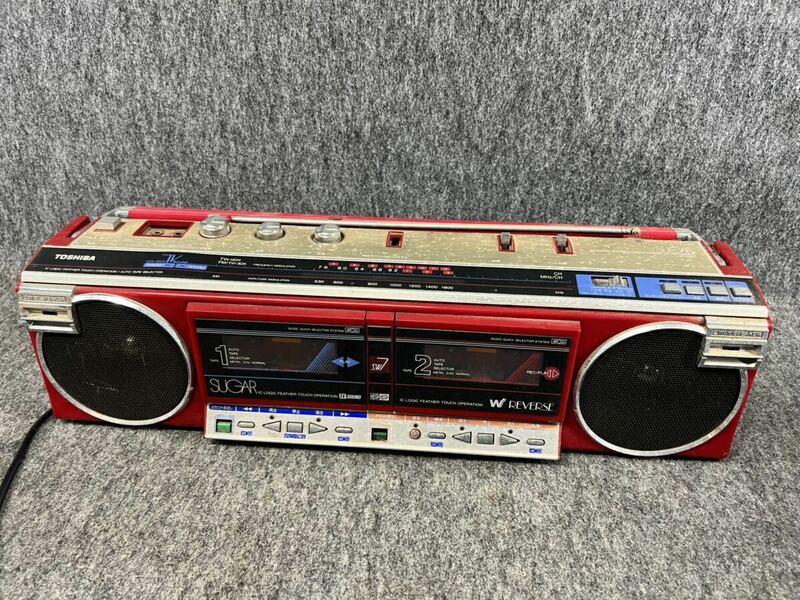 東芝 TOSHIBA ステレオラジオカセットレコーダー 赤 ラジカセ 昭和レトロ RT-SW7 当時物 SUGAR radio cassette recorder ジャンク