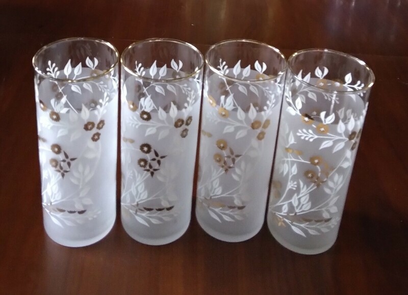 昭和レトロ タンブラー ４個　花柄グラス