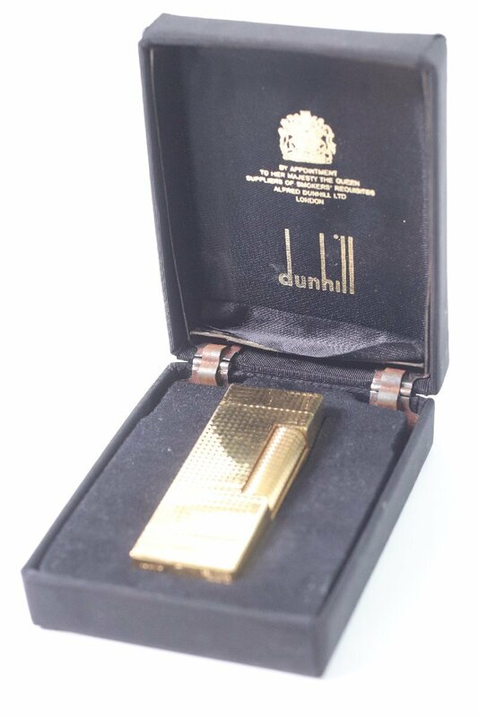 dunhill ダンヒル ローラー ガスライター 喫煙具 ゴールドカラー 箱付 ジャンク 5058-N