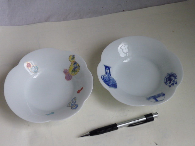 深川製磁 小鉢取り皿◆花ひょうたん プチアントレ/ブルーチャイナ　2枚 φ14.5ｃｍ