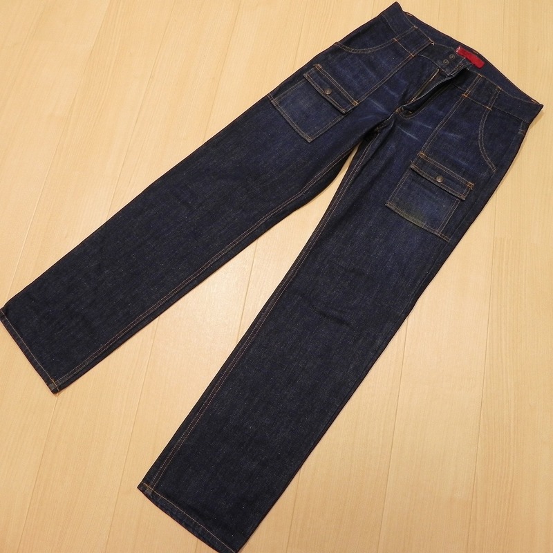 -299★ Levi's リーバイス 766-03 RED TAB TIGHT ブッシュパンツ デニム ジーンズ W33 ジップフライ フラップポケット 色濃いめ 古着 ★