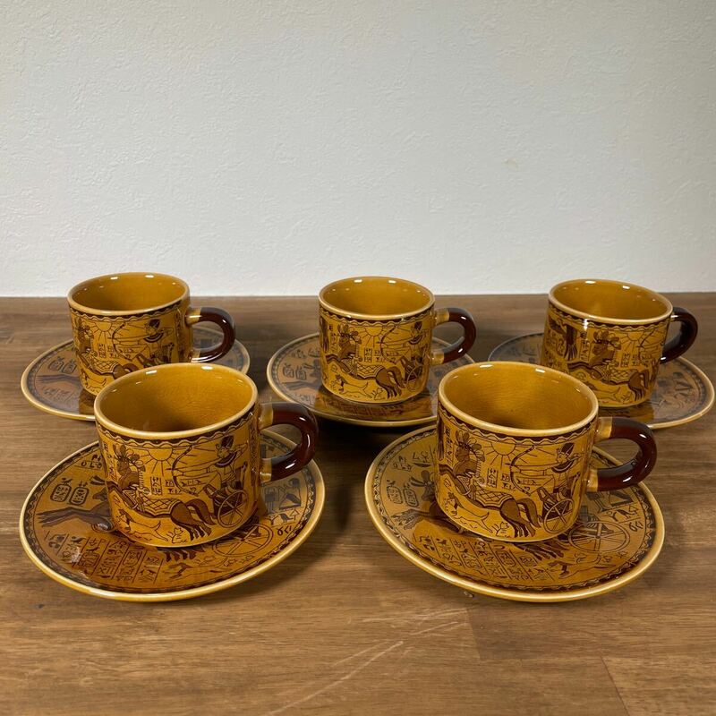 コーヒーカップ ソーサー 珈琲カップ 未使用品　エジプト　マグカップ　アンティーク　レトロ雑貨　5個セット　5客　食器
